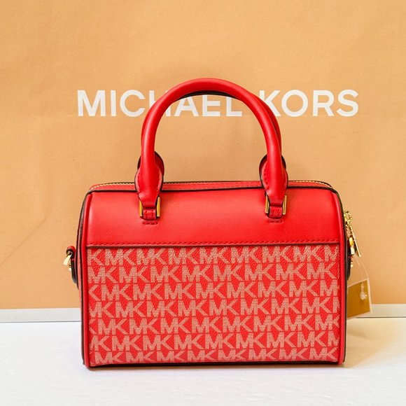 Michael Kors Jet Set Travel XS MINI Satchel Shoulder Crossbody Bag MK Gold/Red - Picture 7 of 15